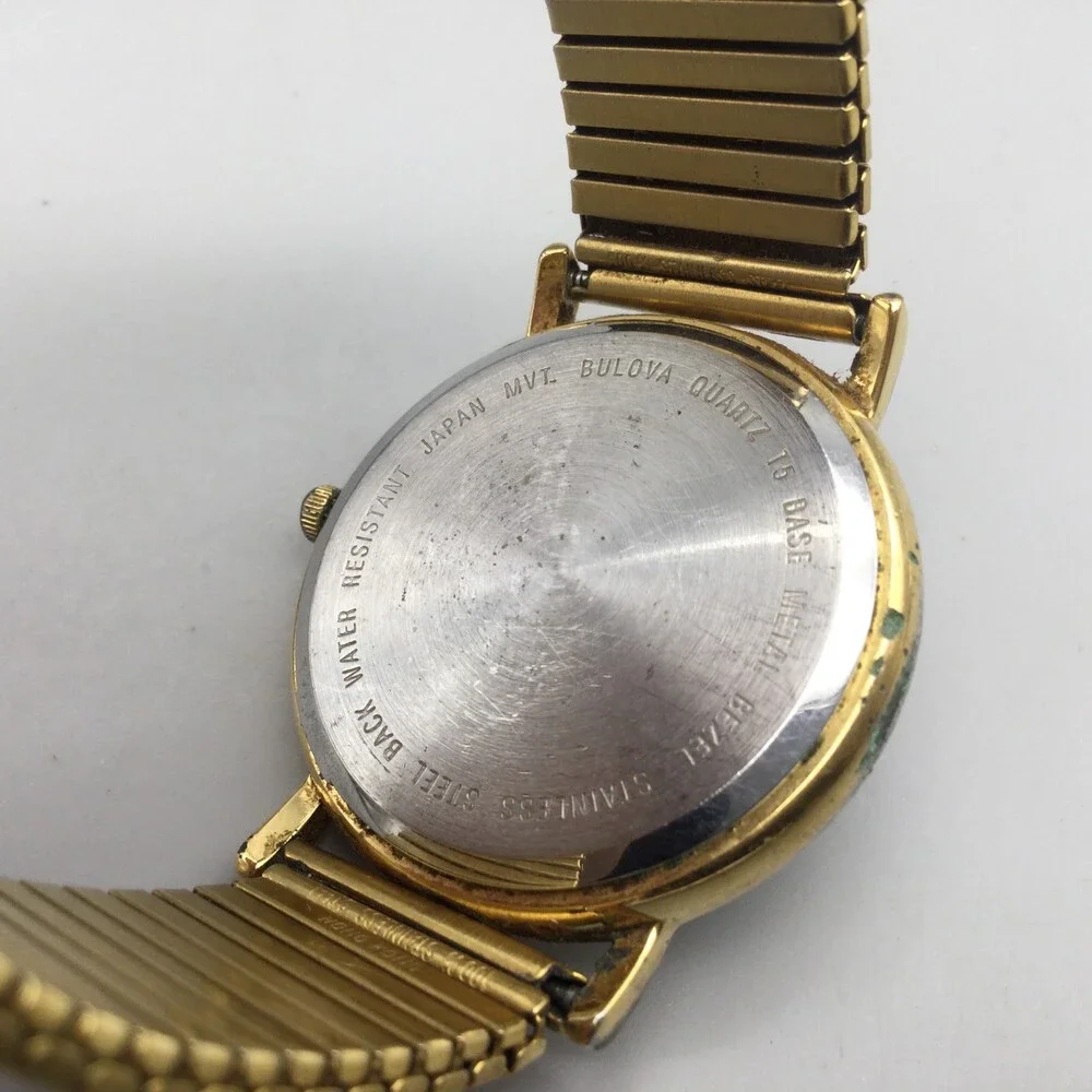 Vintage Caravelle By Bulova Mens Watch 34mm Cream Dial Gold Tone New Battery